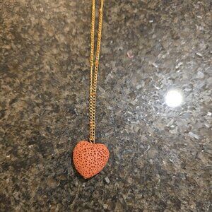 Lava Stone Heart Diffuser Necklace on Gold Tone Chain
